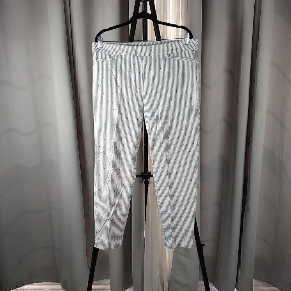 Chico's Womens Blue & White Striped, Polka Dot Cropped Pants Size 3R (16) - Picture 1 of 10